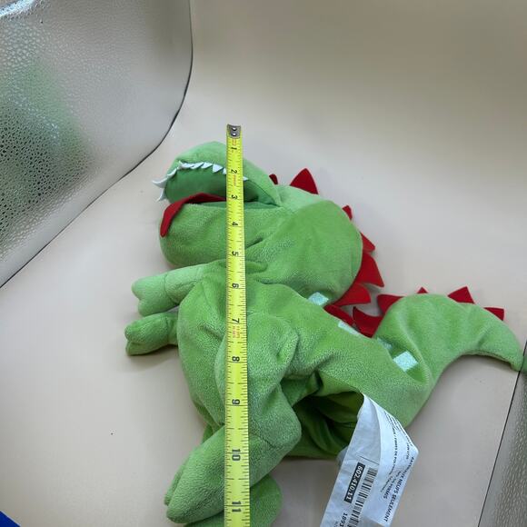 Ikea Green Dinosaur Hand Puppet Plush Laskig Stuffed Dragon Spike Teeth Red Fun - Picture 7 of 7